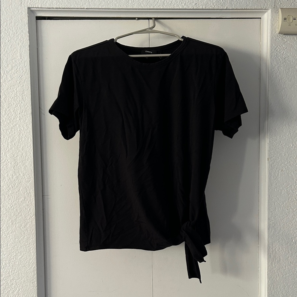 Theory Black Short Sleeve Tie-Hem Tee